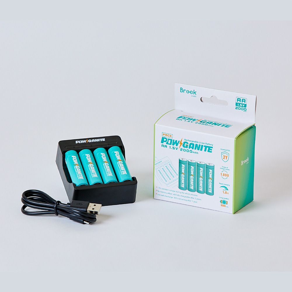  【Brook Livin】POWGANITE 耐能鋰離子充電電池 (含專用充電器+3號電池4入)