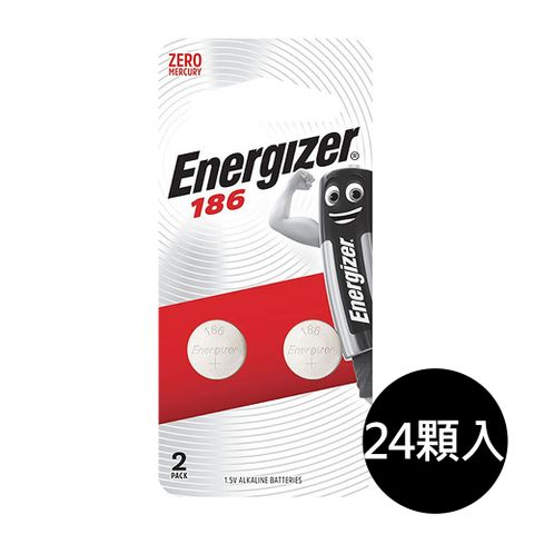 【Energizer 勁量】鈕扣型186鹼性電池24顆 吊卡裝(1.5V鈕扣電池LR43 D186)