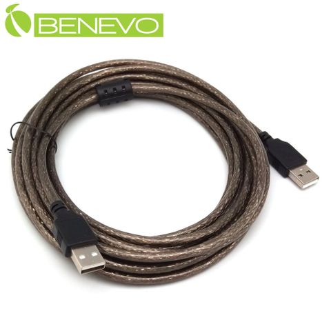 Benevo 專業級 5米 USB2.0 A公-A公 訊號連接線採128編金屬編織與磁環 (BUSB0501AMM)