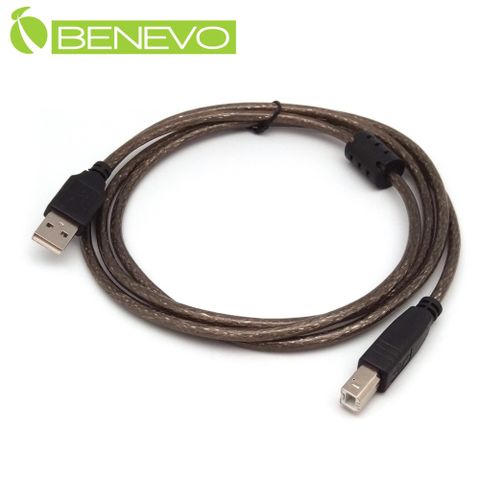 Benevo 專業級 1.5米 USB2.0 A公-B公 訊號連接線採128編金屬編織與磁環 (BUSB0151ABMB)