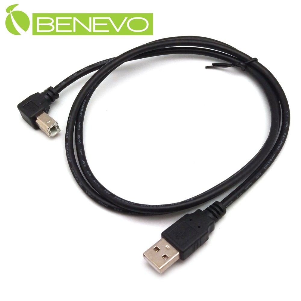 Benevo 下彎型 1米 USB2.0 A公-B公 高速傳輸連接線 (BUSB0100ABMD)