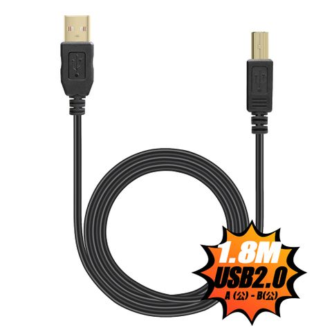 FUNDIGITAL USB2.0傳輸線-A公對B公 1.8M-黑
