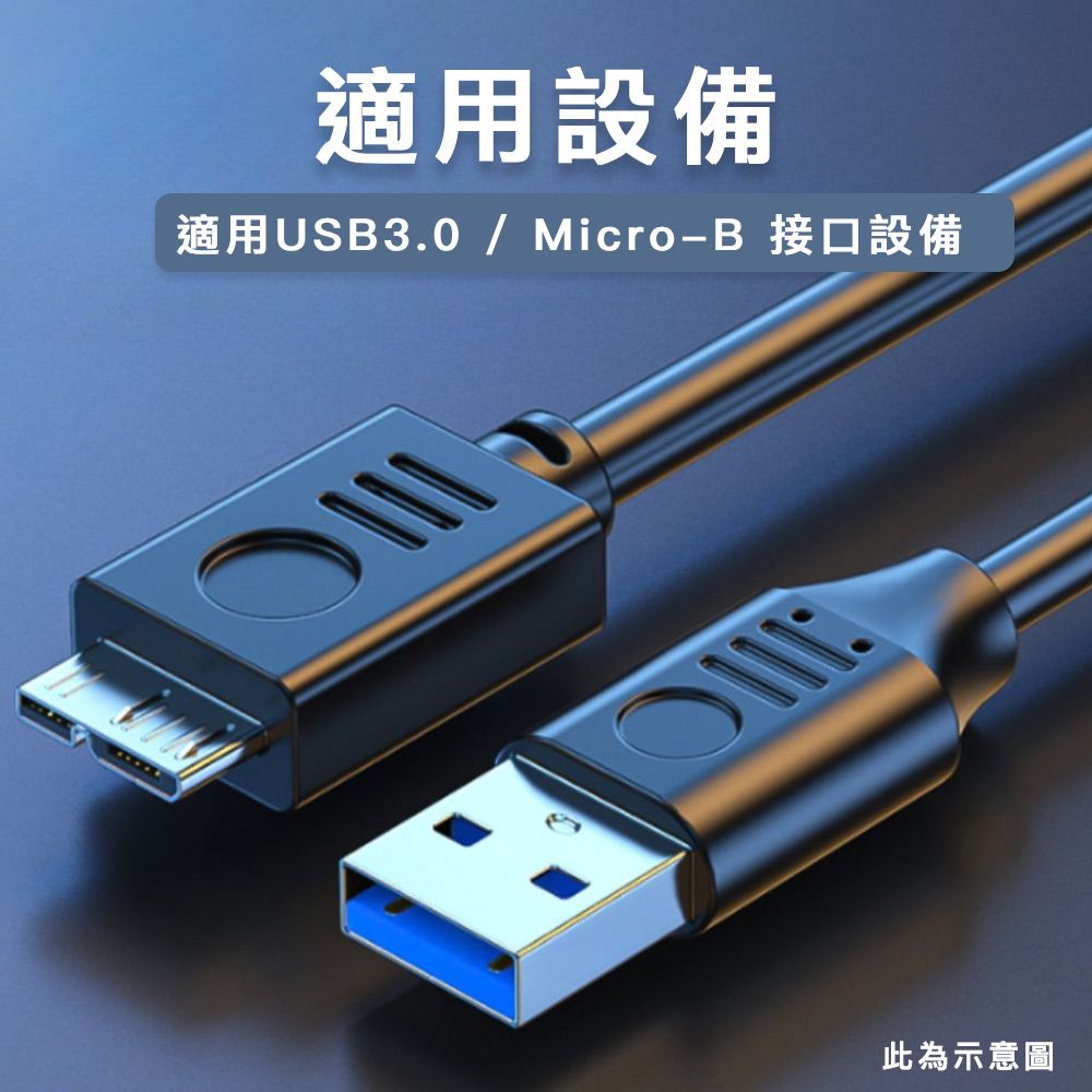 MoZuo 魔宙 USB3.0 轉 Micro-B 公對公 外接硬碟數據傳輸線 2M