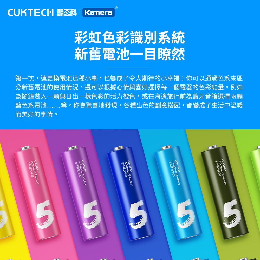 CUKTECH 酷態科 鹼性電池 3號AA 24入裝 彩虹鹼性電池 3號鹼性電池 Maxell監製 B08
