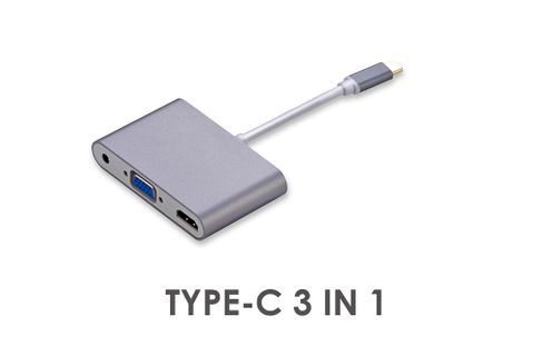 EM-UCNHVDG TYPE-C to VGA / HDMI / 3.5mm 音訊 Dongle 三合一轉換器 15cm