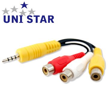 UNI-STAR LED薄型電視專用 3.5mm公-AV端子母轉接線