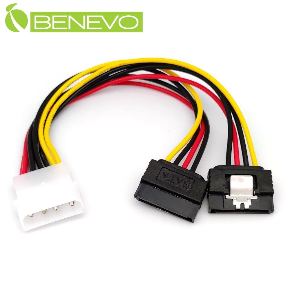 Benevo  IDE 4PIN(公)轉雙SATA(母)電源轉接線 (BPIDEM2SATAF2S)