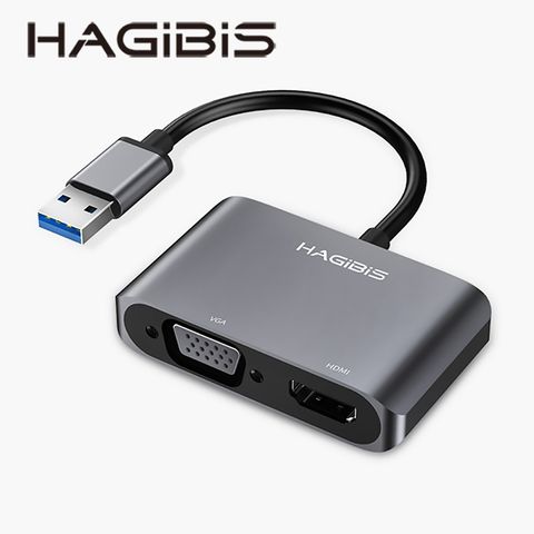 HAGiBiS海備思USB3.0轉HDMI+VGA二合一轉接器（UHV2)