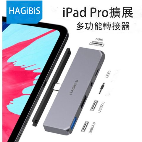 HAGiBiS 海備思 鋁合金5合1 USB3.0+USB2.0+HDMI+PD供電+3.5mm音源口(iPC03)