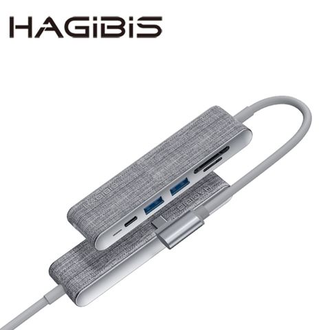 HAGiBiS 海備思 布藝風6合1Type-C擴充器HDMI+SD/TF卡槽+USB3.0*2+PDCA02