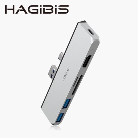 HAGiBiS鋁合金Surface Pro 7六合一擴充器PD供電+HDMI+SD/TF卡槽+USB3.0*2(SC01)
