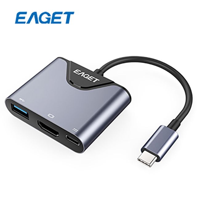 Eaget 憶捷 鋁合金Type-C轉USB3.0+HDMI+Type-C擴充器(CH08)