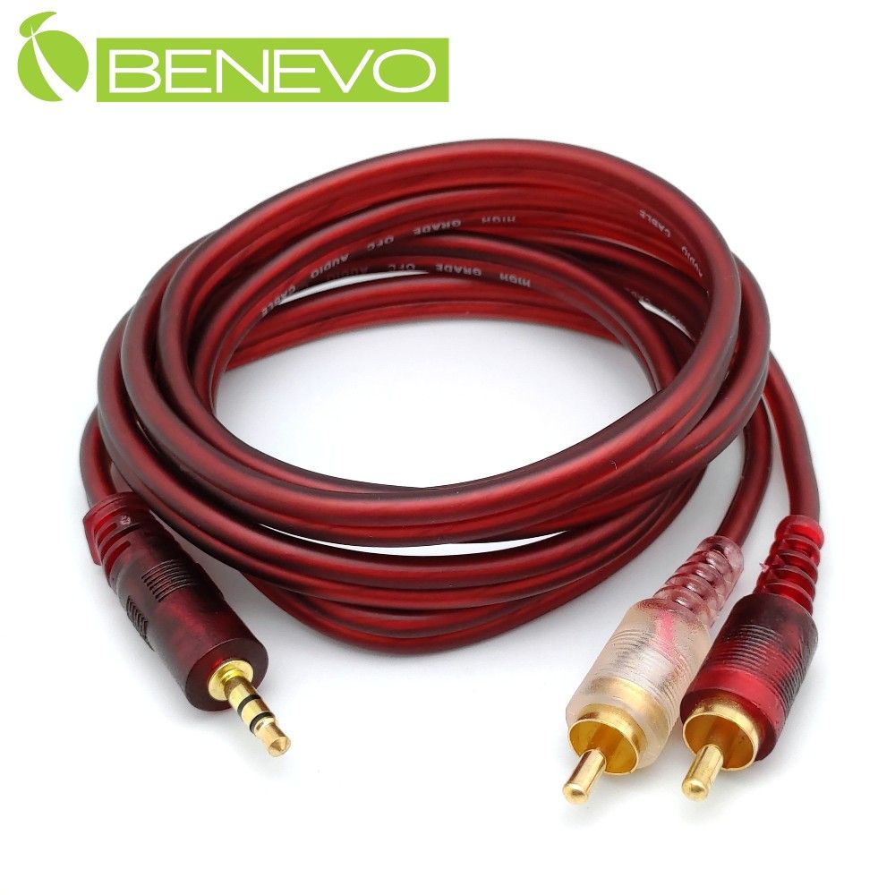 Benevo  1.5米 3.5mm立體聲轉雙RCA/梅花接頭聲音連接線 (BAC0150MM棕)