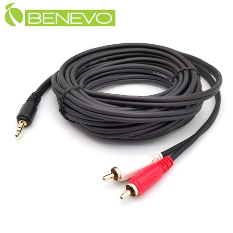 BENEVO 5米 3.5mm立體聲轉雙RCA/梅花接頭聲音連接線 (BAC0500MMD)