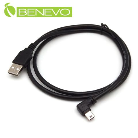 BENEVO左彎型 1米 USB2.0 A公轉Mini USB(5Pin)公高隔離連接線 (BUSB0100AMMBML)