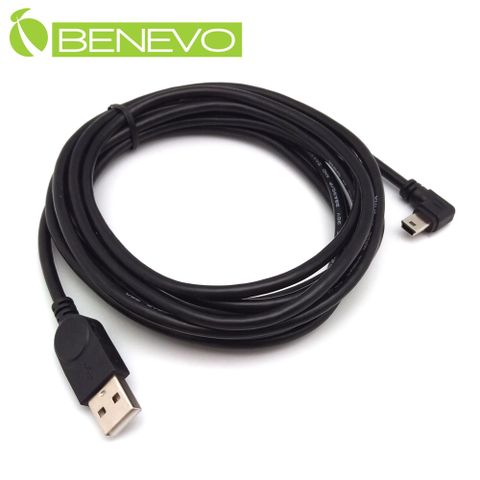 BENEVO右彎型 3米 USB2.0 A公轉Mini USB公 高隔離連接線 (BUSB0300AMMBMR)