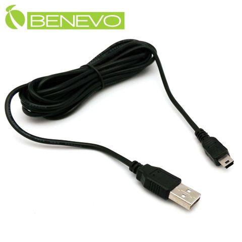 BENEVO車用型 2米 Mini-USB電源連接線，用於行車紀錄器/GPS導航供電 (BPU0200AMMBM)
