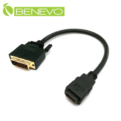 Benevo 30cm HDMI(母)轉DVI-D(公)訊號連接短線 (BHDMIFDVIM030)