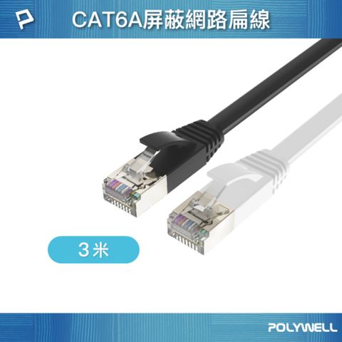 POLYWELL 寶利威爾 CAT6A 高速網路扁線 /3M