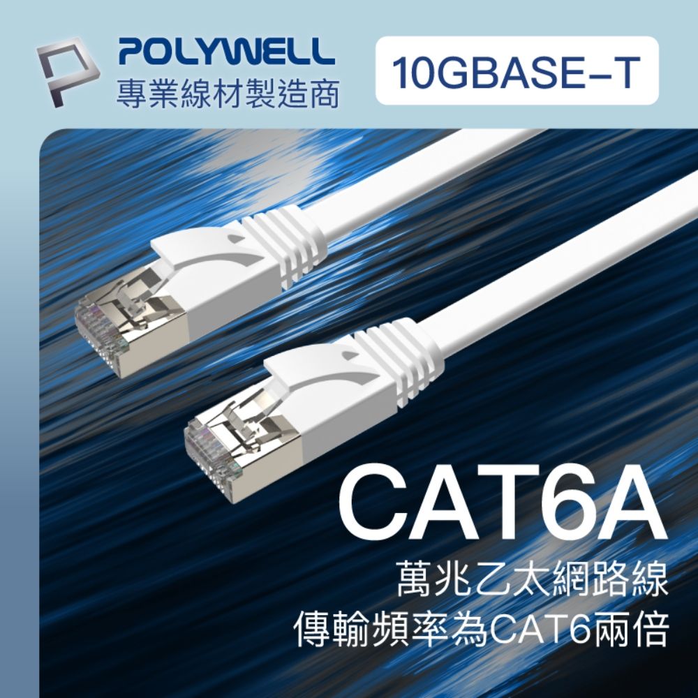 POLYWELL 寶利威爾 CAT6A 高速網路扁線 /5M