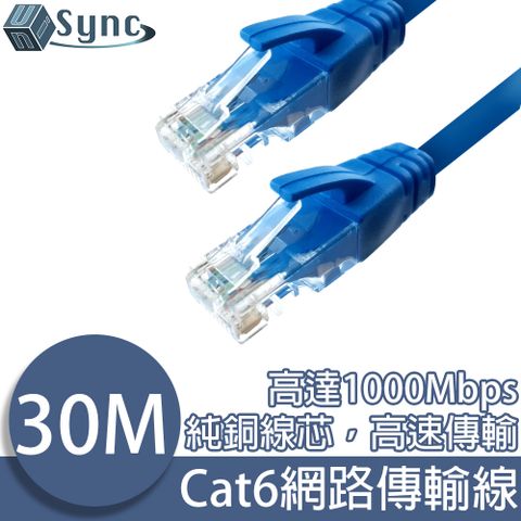 居家防疫辦公，線上教學必備，穩定高速不卡頓UniSync Cat6超高速乙太網路傳輸線 30M
