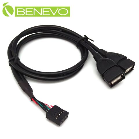 Benevo (五入組) 50cm 主機板9PIN轉雙USB2.0 A母連接線 (BUSB0052AF9P)