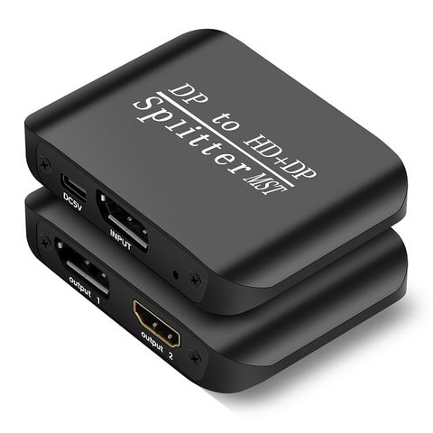 【易控王】DP轉HDMI+DP分配器 4K@60Hz HDR 外接電源 支援SST/MST (40-717-07)