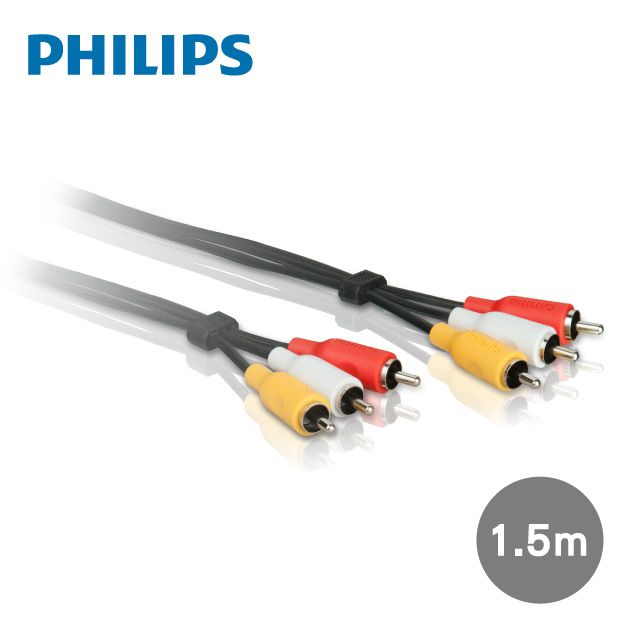 PHILIPS 飛利浦   SWV2532W/10 1.5m 2RCA/2RCA立體音源線(紅白黃)