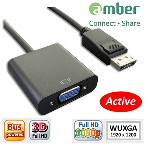 Amber 崴寶 【京徹】 亮黑版 DisplayPort 轉 VGA 訊號轉換器 DP轉VGA 螢幕線 支援蘋果 聯想筆電