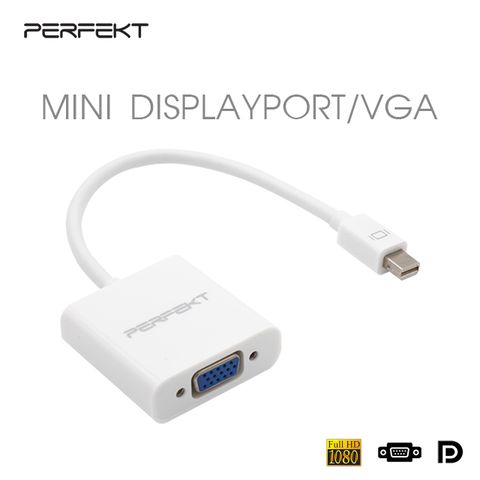 PERFEKT Mini DP 轉 VGA 高清畫質 影音轉接器 (PT-MDV00)