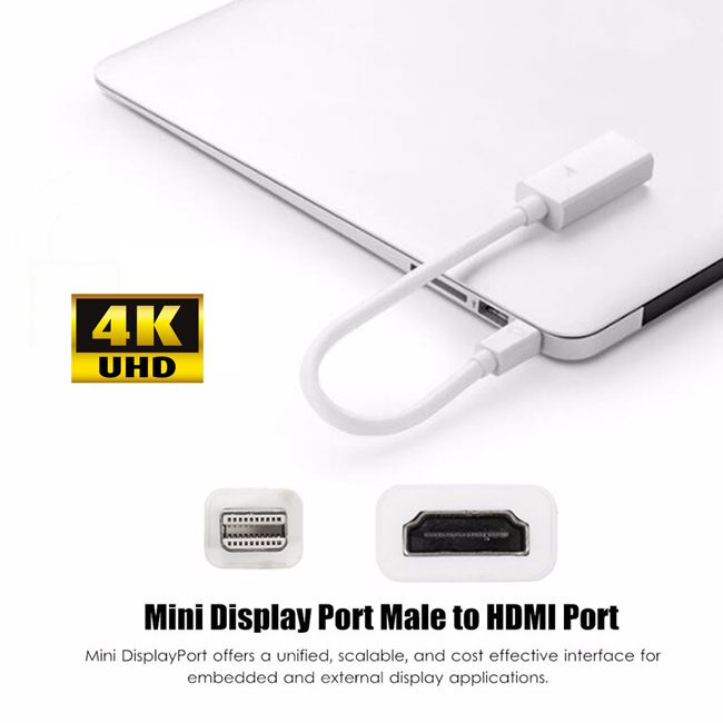 4KUHDMini Display Port Male to HDMI PortMini DisplayPort offers a unified, scalable, and cost effective interface forembedded and external display applications