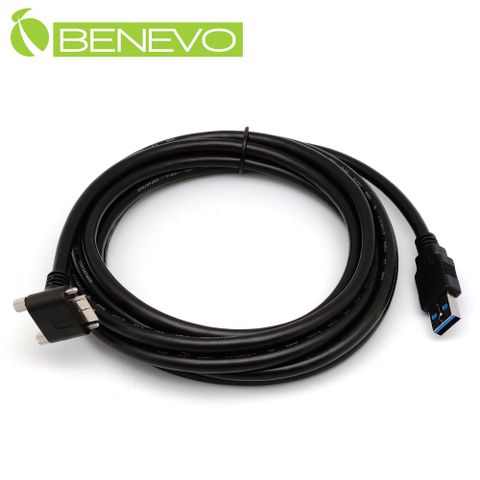 BENEVO下彎可鎖型 3米 USB3.0 A(公)對Micro USB3.0(公)訊號連接線 (BUSBP3300AMMCBDSM)
