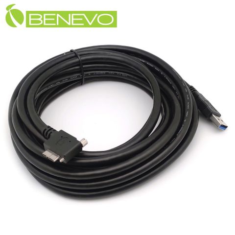 BENEVO右彎可鎖型 5米 USB3.0 A(公)對Micro USB3.0(公)訊號連接線 (BUSBP3500AMMCBRSM)