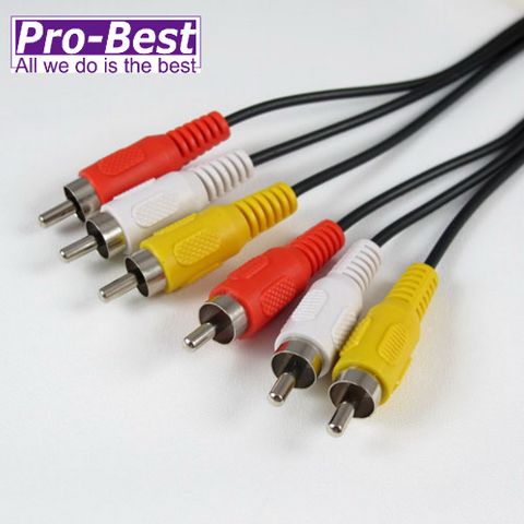 Pro-Best 柏旭佳 3RCA/3RCA AV影音線,紅白黃-3米