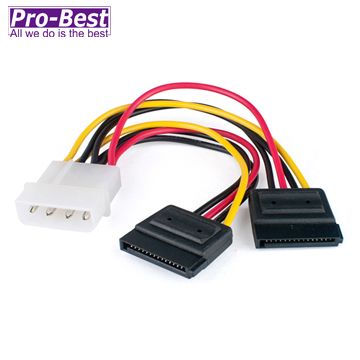 Pro-Best 柏旭佳 SATA 15M*2-大4P 18AWG   L=15CM 電源線