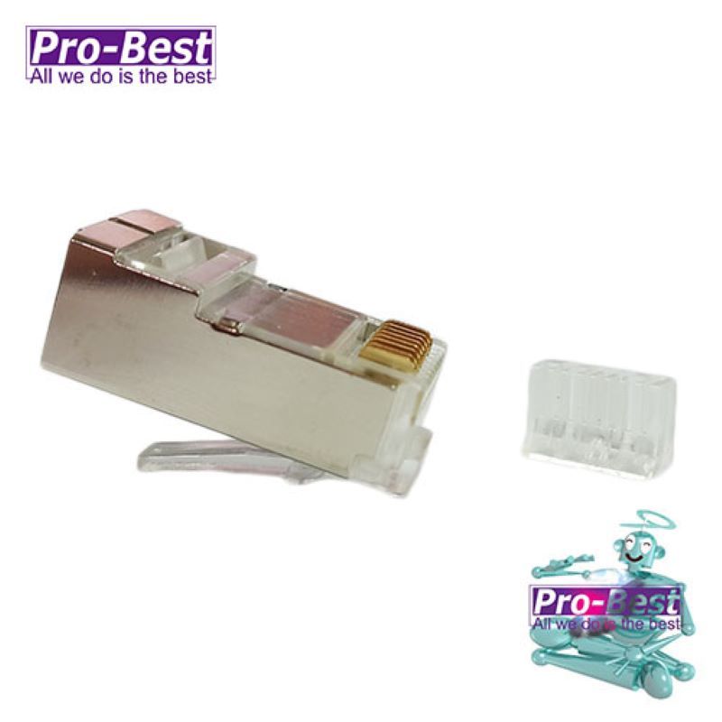 Pro-Best 柏旭佳  CAT.6A PLUG 二件式插頭鐵殼 10G 穩定速度 100入裝