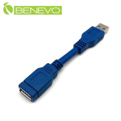 Benevo 10cm USB3.0超高速雙隔離延長線 [BUSB3010AMF(藍色有包覆)]