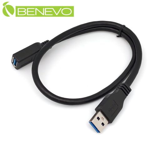 Benevo 50cm USB3.0超高速雙隔離延長線 [BUSB3050AMF(黑色有包覆)]