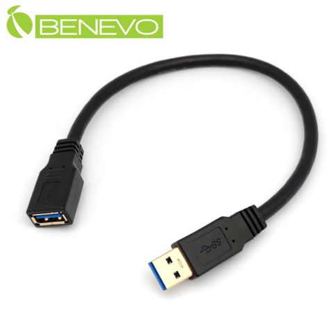 Benevo 30cm USB3.0 鍍金接頭 A公轉A母 高隔離延長短線 (BUSB3030AMFG)