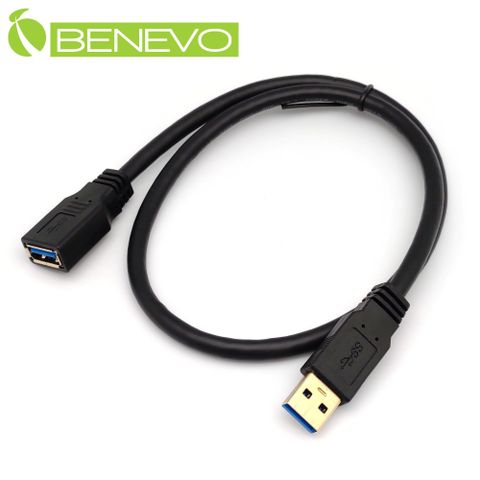 Benevo 60cm USB3.0 鍍金接頭 A公轉A母 高隔離延長短線 (BUSB3060AMFG)