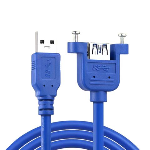 【易控王】1M USB3.0公對母帶耳延長線 螺絲緊固 多層屏蔽 3入組(30-729-03-00X3)