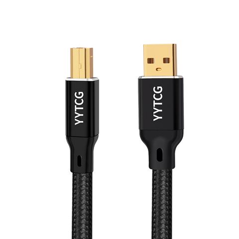 YYTCG 5M 發燒級 USB A轉B DAC聲音訊號連接線 單晶銅鍍銀 編織線(30-741-06)