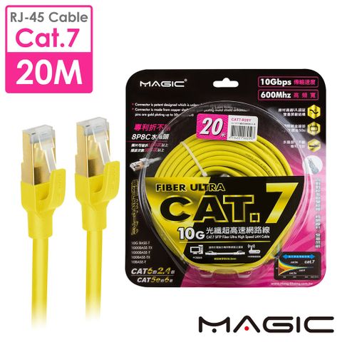 MAGIC Cat.7 SFTP圓線 26AWG光纖超高速網路線(專利折不斷接頭)-20M