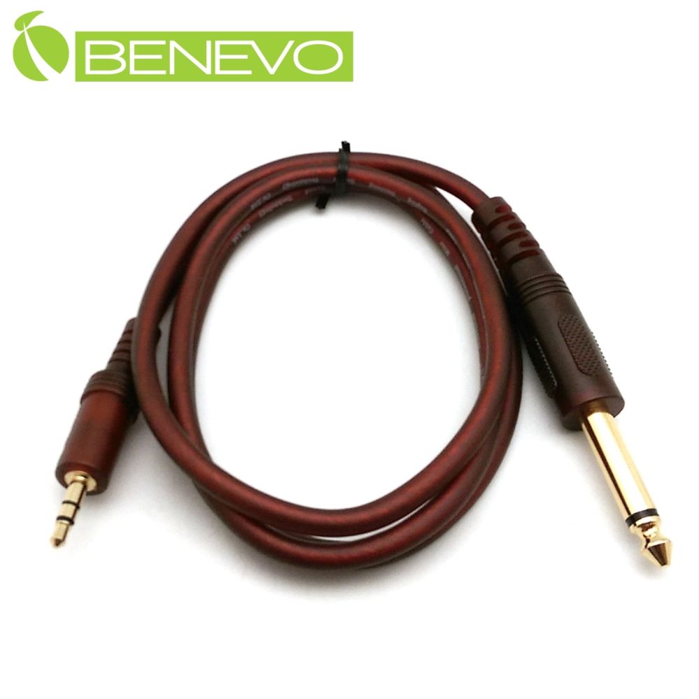 Benevo  1M 6.3mm公對3.5mm公 聲音連接線 (BAU010063M)