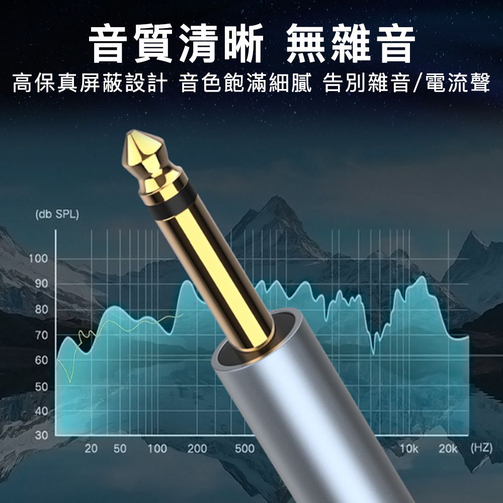 MoZuo 魔宙 3.5mm轉6.5mm 電吉他/調音台/麥克風/外放音箱 黑 2M