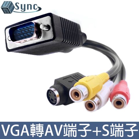 高品質高規格！UniSync VGA轉AV(RCA母)端子線+S端子影像轉接器