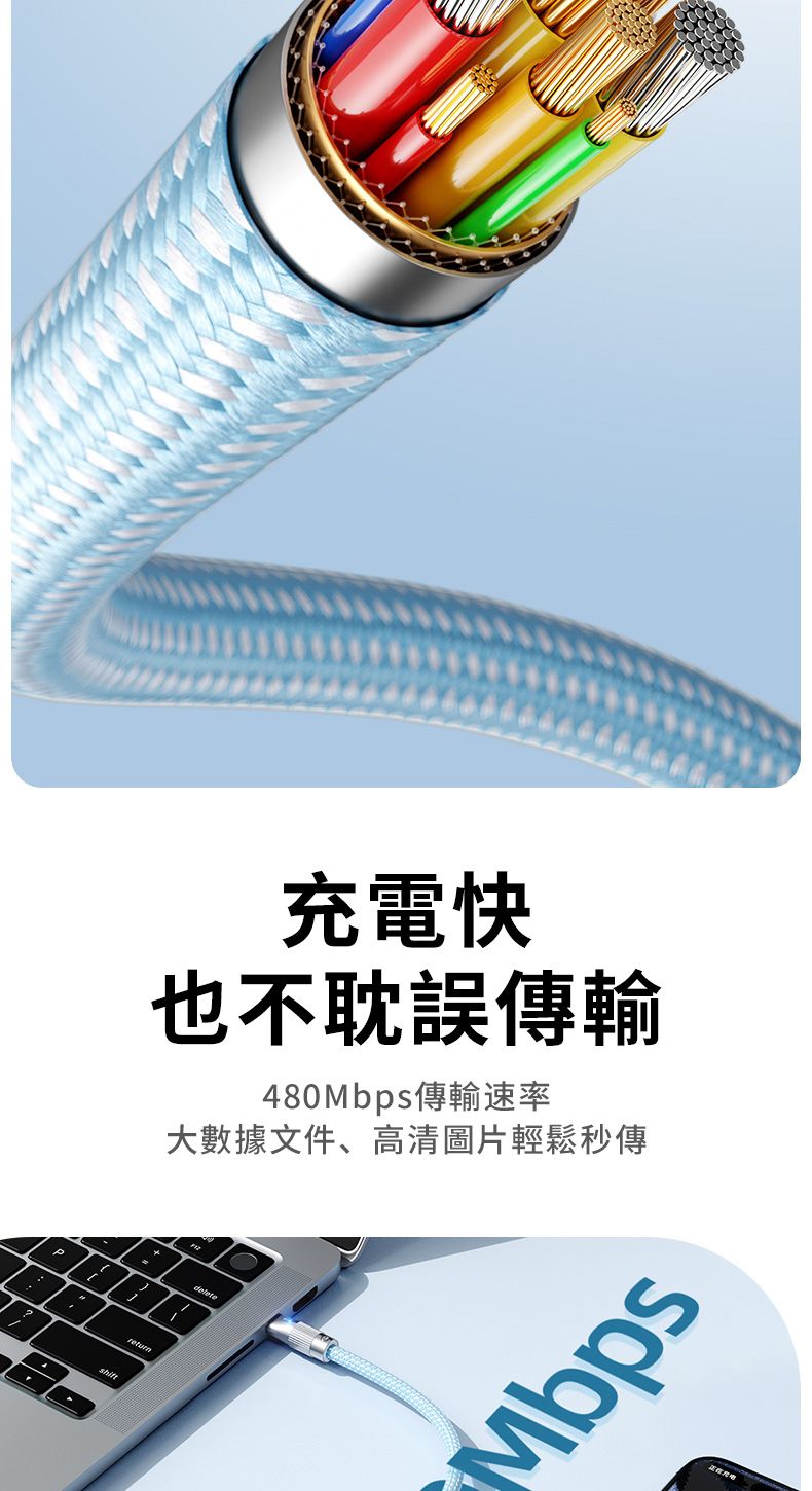 return充電快也不耽誤傳輸480Mbps傳輸速率大數據文件、高清圖片輕鬆秒傳Mbps