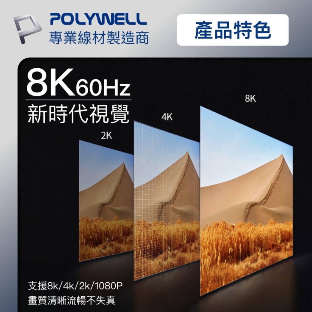 POLYWELL 寶利威爾 DP 8K AOC光纖影音線 /2M