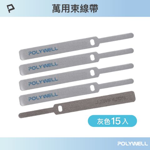 POLYWELL 寶利威爾 針型束線帶 /灰色/ 同色15入