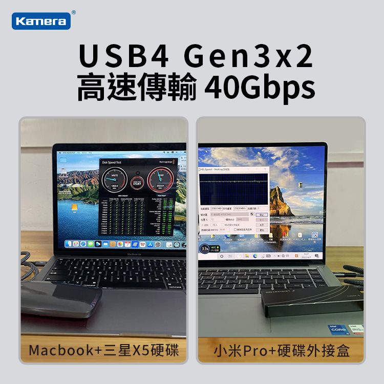 Kamera 佳美能  USB4 Gen3x2 40Gbps EPR 240W PD3.1 雙向USB-C快充 充電傳輸線 (1M)